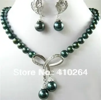 

$wholesale_jewelry_wig$ free shipping jewelry set black Freshwater pearl necklace Earrings