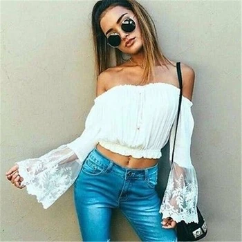 

Women Sexy Bathing Suit Lace Crochet Cover Up Swimwear Beach Chiffon Blouse Top