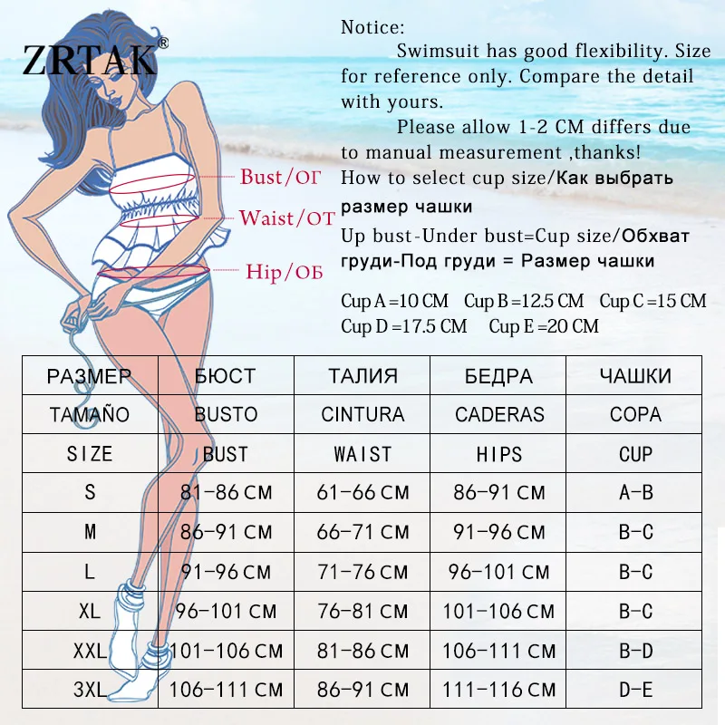 Zrtak Print Bikinis Mujer 2019 Bandeau Bikini Push Up Women Swimsuit String Ruffle Biquinis Feminino Ladies Swimwear Bath Suits