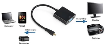 

Micro HDMI Male to VGA Female Cable Adapter/Converter Built-in Active IC Chip for DV/Tablet Support 720P/1080P
