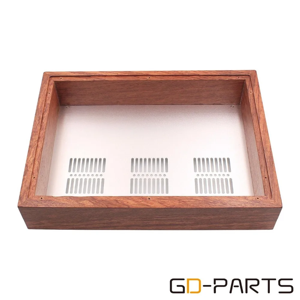 380*280*70mm Solid Wood Aluminum Amplifier Chassis Enclosure Case Box for Hifi Audio DIY Vintage Tube Amplifier DAC