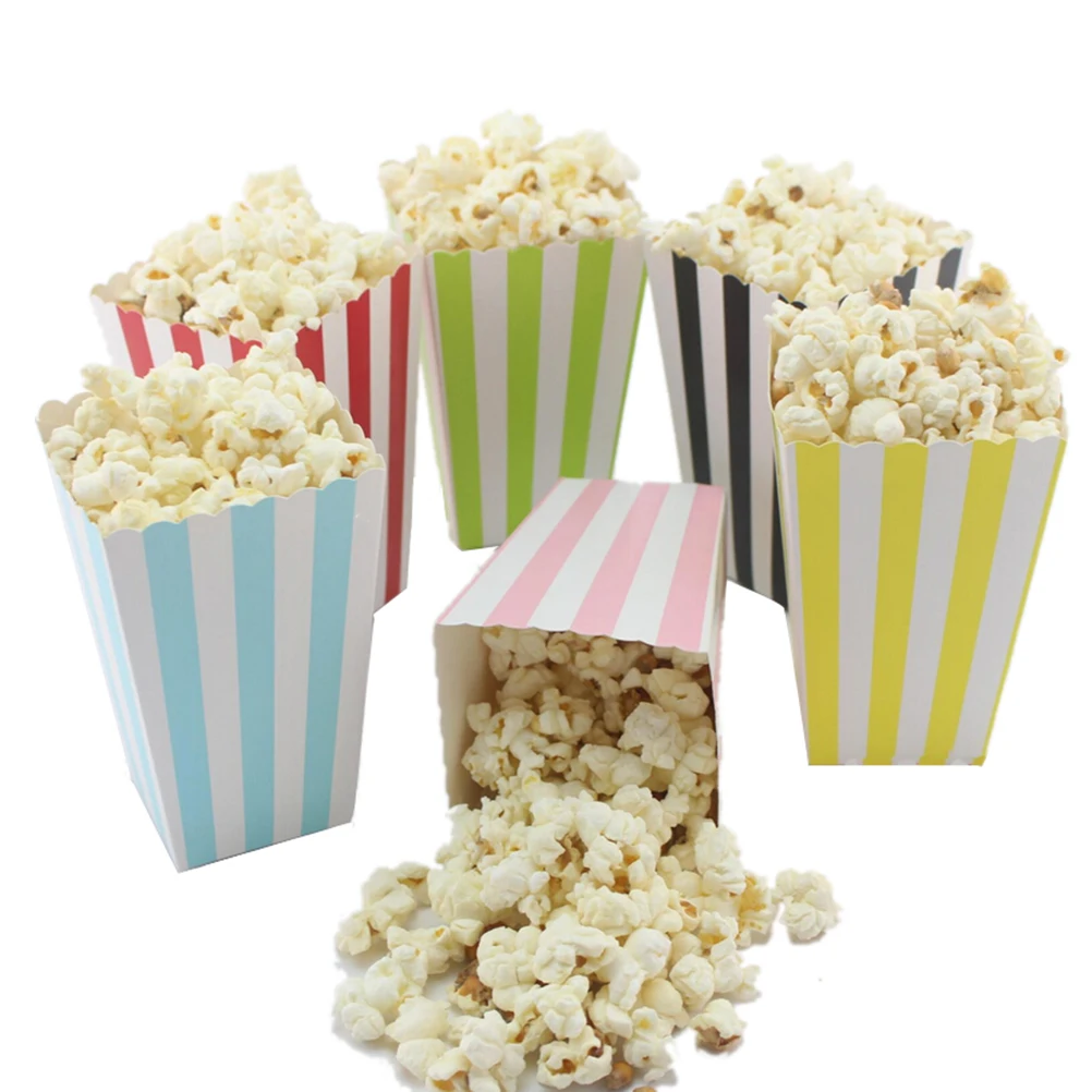 

12pcs Colorful Paper Popcorn gift candy movie Boxes Loot bags kids Birthday Party Spot Supplies Boy and Girl