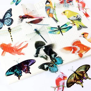 30Pc Animal Butterfly Birds Dragonfly Fish DIY Diary Decoration Sticker Creative Cute Animals Transparent PVC Stationery Sticker