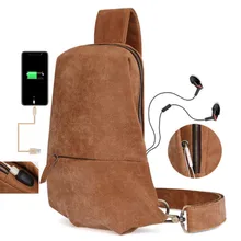 Мужская модная нагрудная сумка из натуральной кожи с USB зарядкой через плечо, мужская сумка через плечо, многофункциональная Ретро Мужская нагрудная сумка