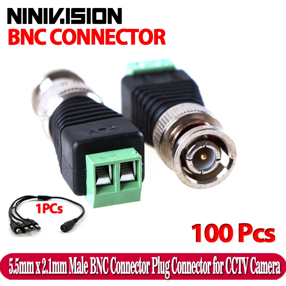 Buy 100Pcs Mini Coax CAT5 Male BNC Connector To Camera CCTV BNC Video Balun