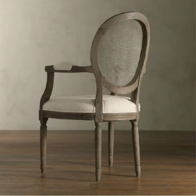 French rural style furniture / ellipse back chair/cane and linen/oak solid wood dining chair/desk chair/armchair 2 type