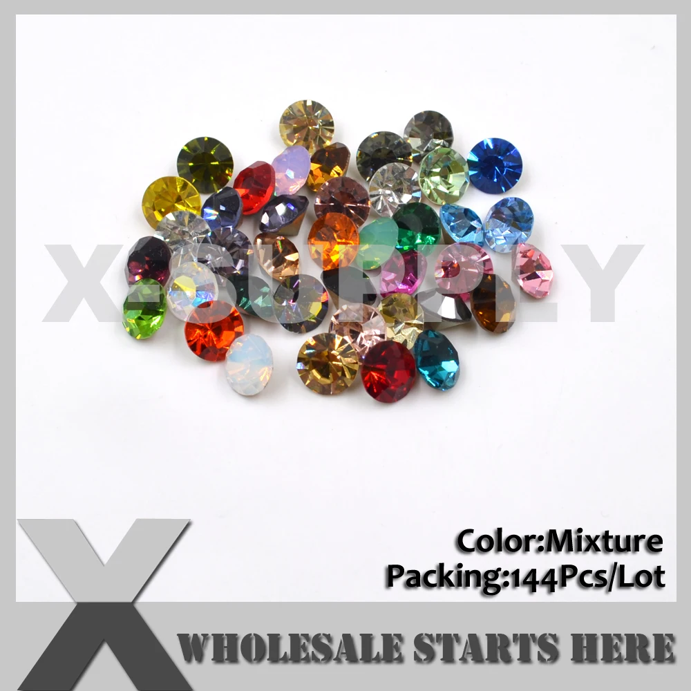 

(HX) ss29,ss38,ss45 Loose Rhinestone Chaton,Pointed Sharp Back,Used for Metal Settings,Cup Chains,Mixed Colors