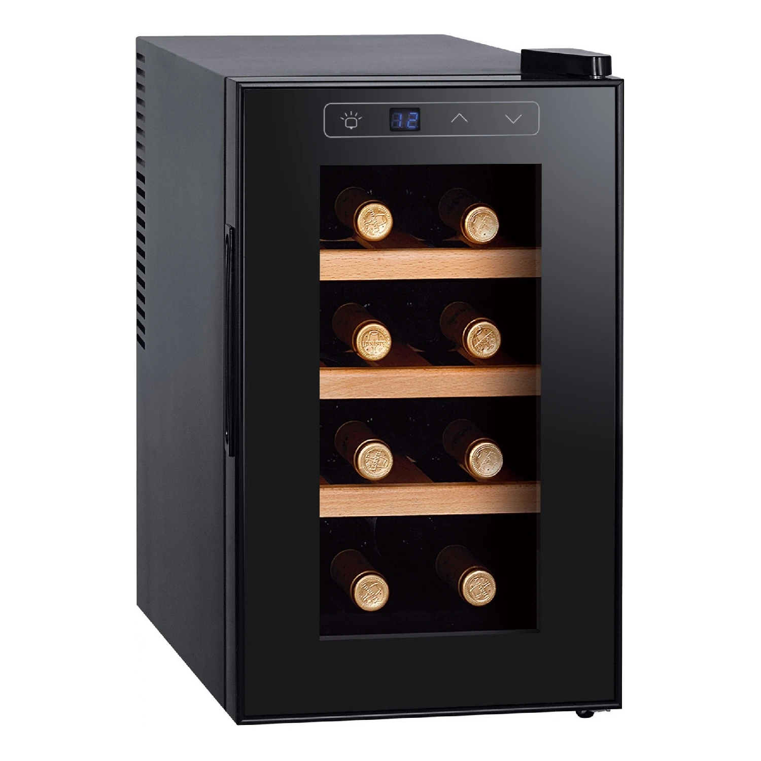Винный холодильник GEMLUX GL-WC-8W (Мощность 70 Вт, температуры винной камеры 7-18 °С, общий объем винной камеры - 21 л, 3 полки, прозрачная дверь, ЖК дисплей)