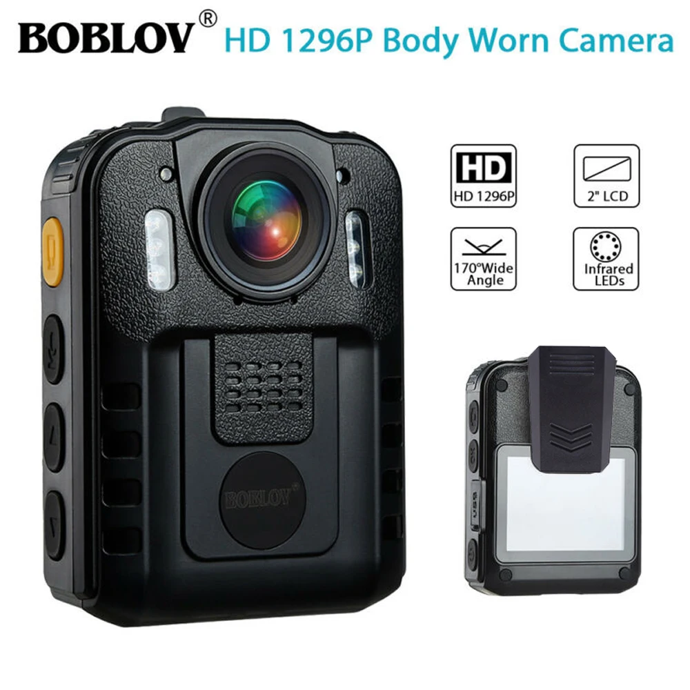 

BOBLOV WN9 Wearable Body Camera HD 1296P 32GB Police Camara 21MP 170 Degree Kamare 2 Inch Screen Security Cameras Mini Comcorder