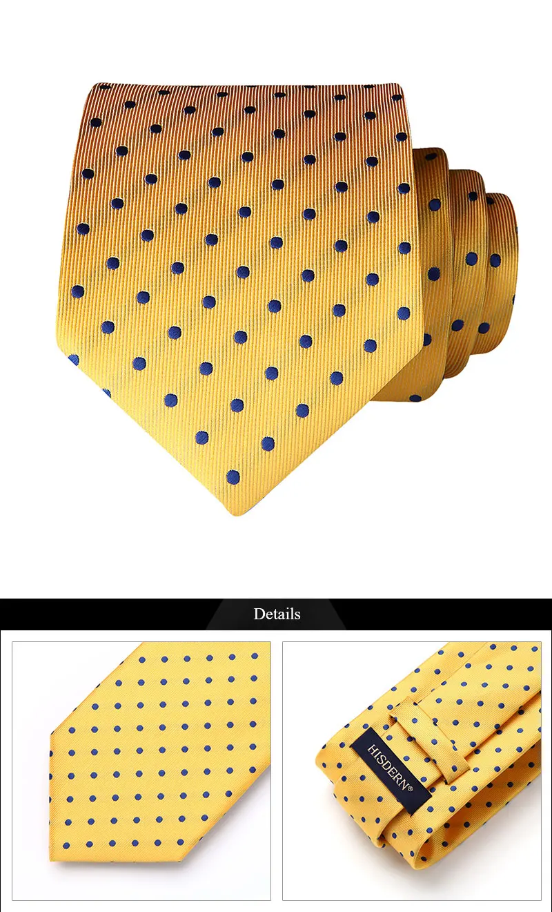 Hisdern горошек сплошной 3,4 "Шелковый мужской галстук удлиненные галстук платок Набор # Q9 мода карманные квадратных классический вечерние