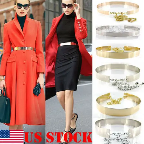 

2019 Cheap Womens Metal Elastic Stretchy Waist Belts Adjustable Waistband US