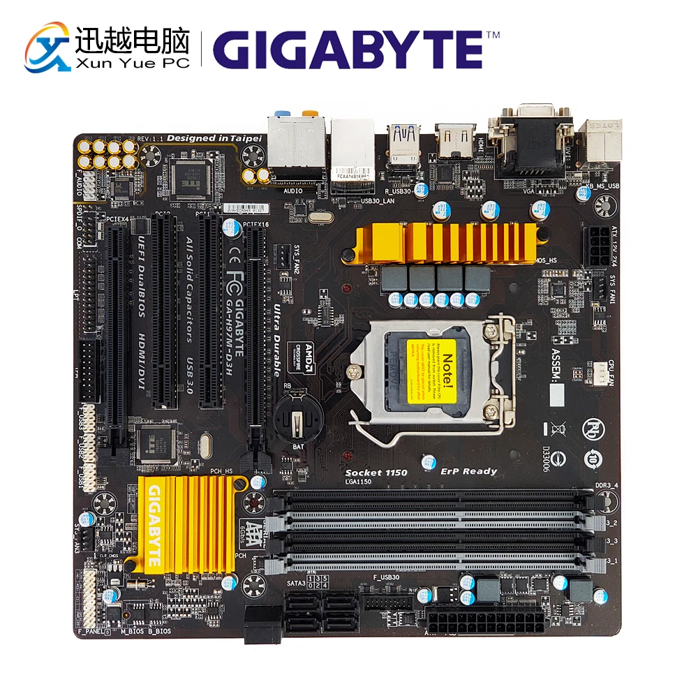 

Gigabyte GA-H97M-D3H Desktop Motherboard H97M-D3H H97 LGA 1150 i3 i5 i7 DDR3 32G SATA3 USB3.0 VGA DVI HDMI COM Port Micro-ATX
