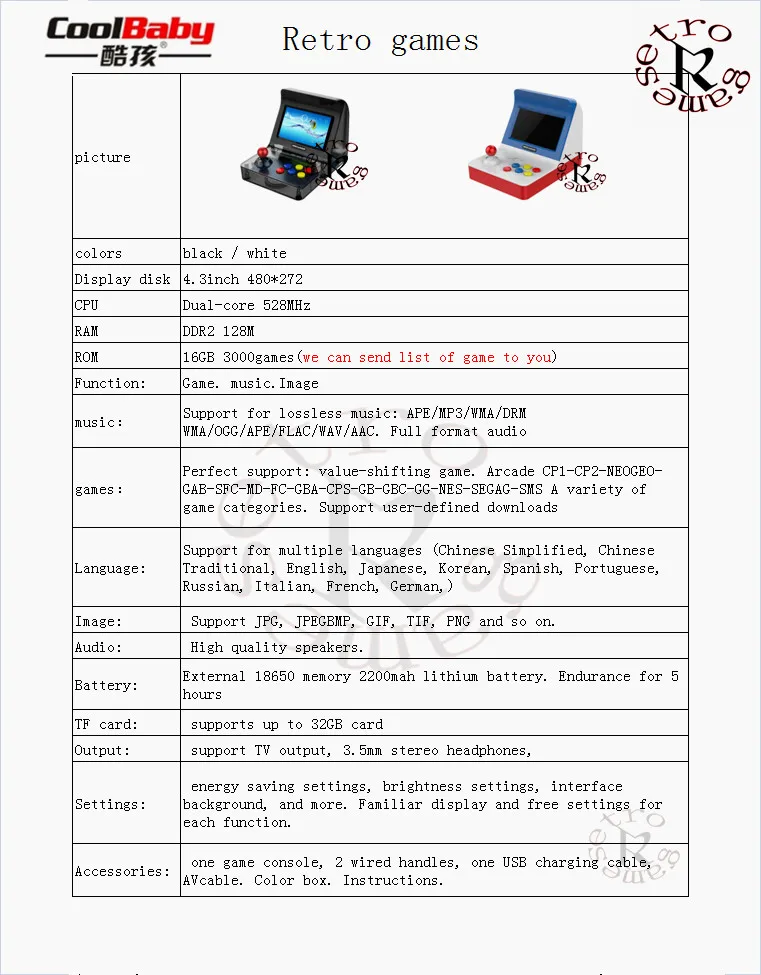 2018 Ретро аркады игровой консоли A8 игровой автомат встроенный 3000 классических игр Поддержка TF карты геймпад Управление AV Out 4,3 "Экран