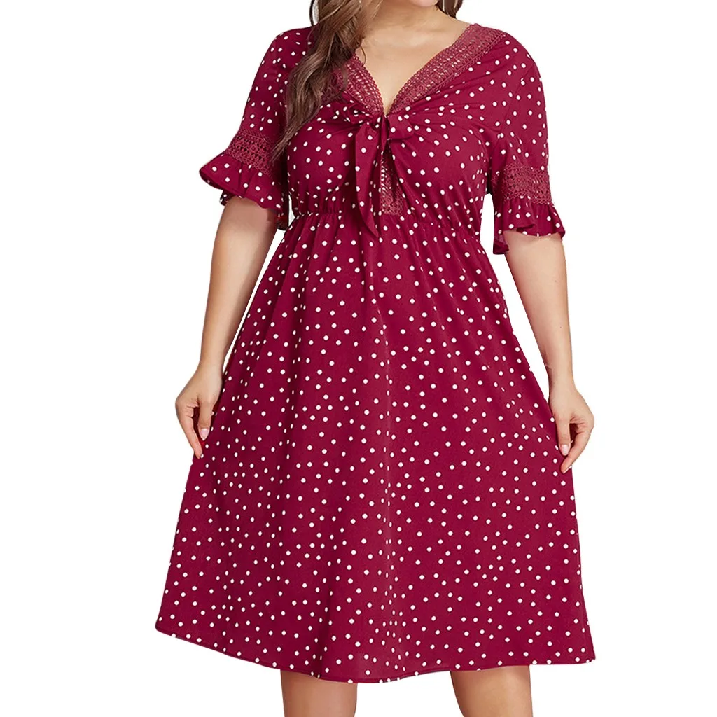 

Polka Dot Dress Women 4 Plus Size Womens Plus Size Red polka Dot Ladies Summer Dress Z4