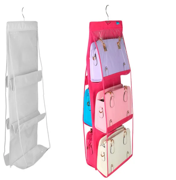

Double-sided Six-layer Bag Hanging Bag Six Handbag Storage And Sorting Bags Hanging Multi-layer See-through Dust Bag