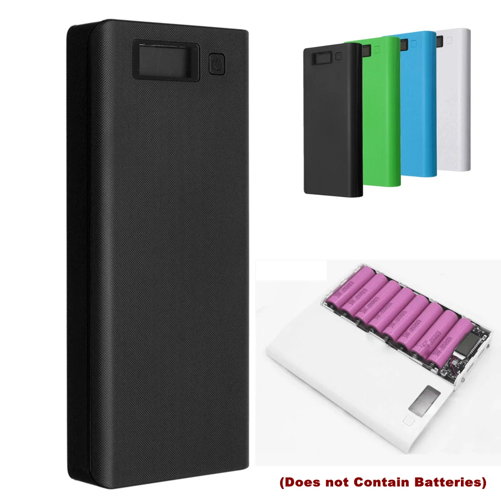 

Dual USB 5V 2A 8x18650 Power Bank Battery Box Mobile Phone Charger DIY Shell Case Portable LED External Box Without Battery