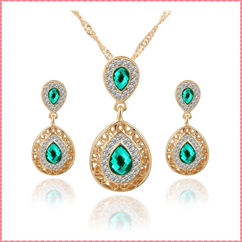 Женский свадебный ювелирный комплект из колье и серёг с кристаллами|bridal wedding jewelry