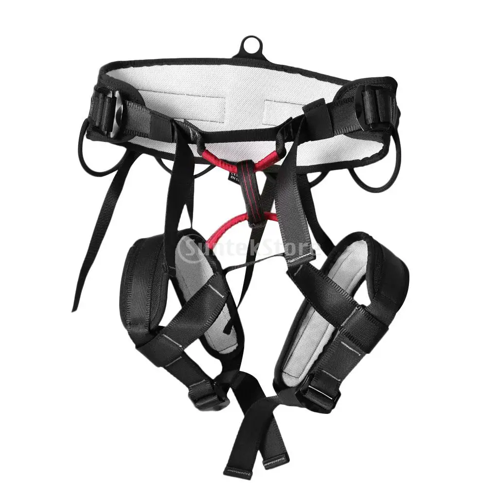 

Pro Rock Climbing Harness Tree Caving Rappelling Fall Protection Safety Equip Gear, Adjustable Padded Back Pad Sit Seat Belt