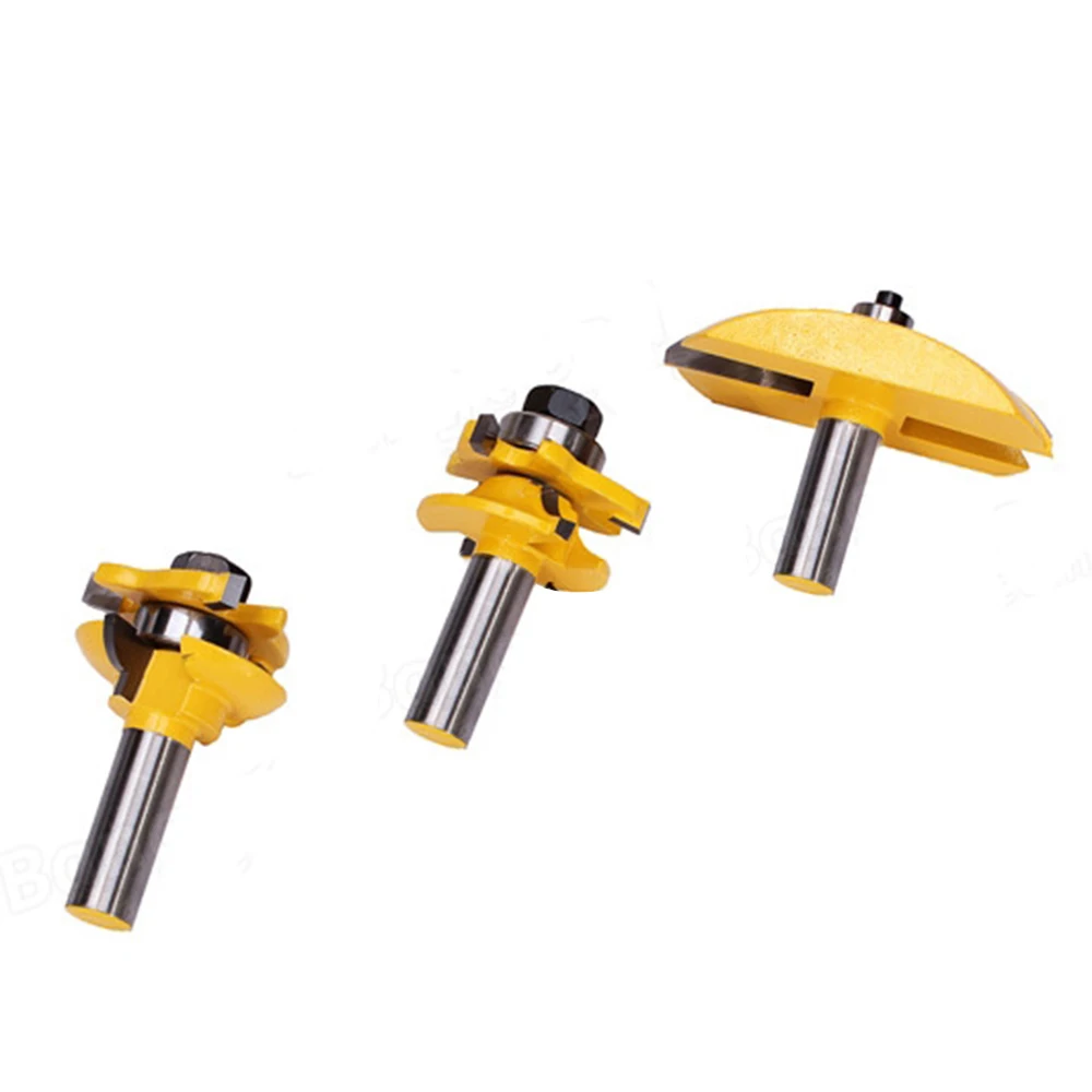 

milling cutters for wood 3pcs/Set 1/2 Shank Carbide Rail Blade Cutter Drawer Door Panel Router Bit Woodworking Tenon