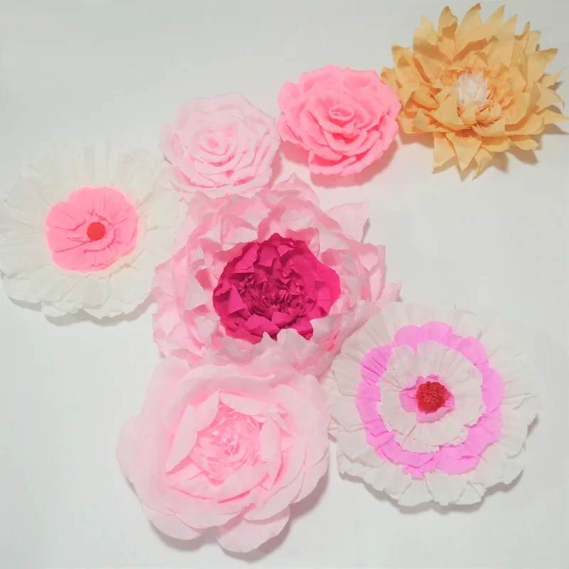 

2018 Giant Crepe Paper Flowers 7PCS For Wedding & Event Backdrop Decor Baby Nursery Fashion Show Photography Baby Shower