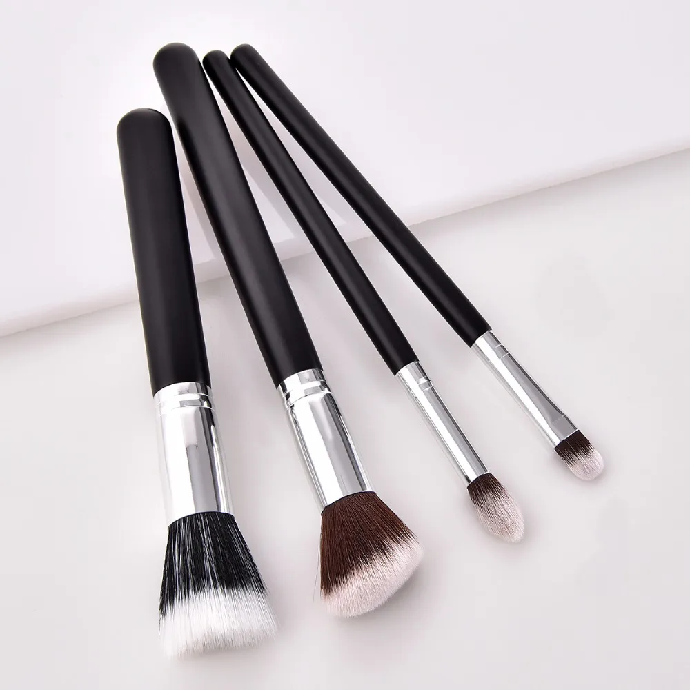 ENNKE 4Pcs Portable Flat Head Kabuki Brush Concealer Blush Foundation Brush Set Cosmetic Beauty