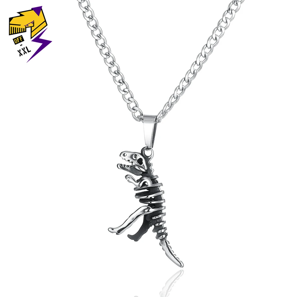 

Punk Dragon Necklace for Men/Women Stainless Steel Dinosaur Necklace/Pendant Silver Long Chain Necklaces Vintage Jewelry
