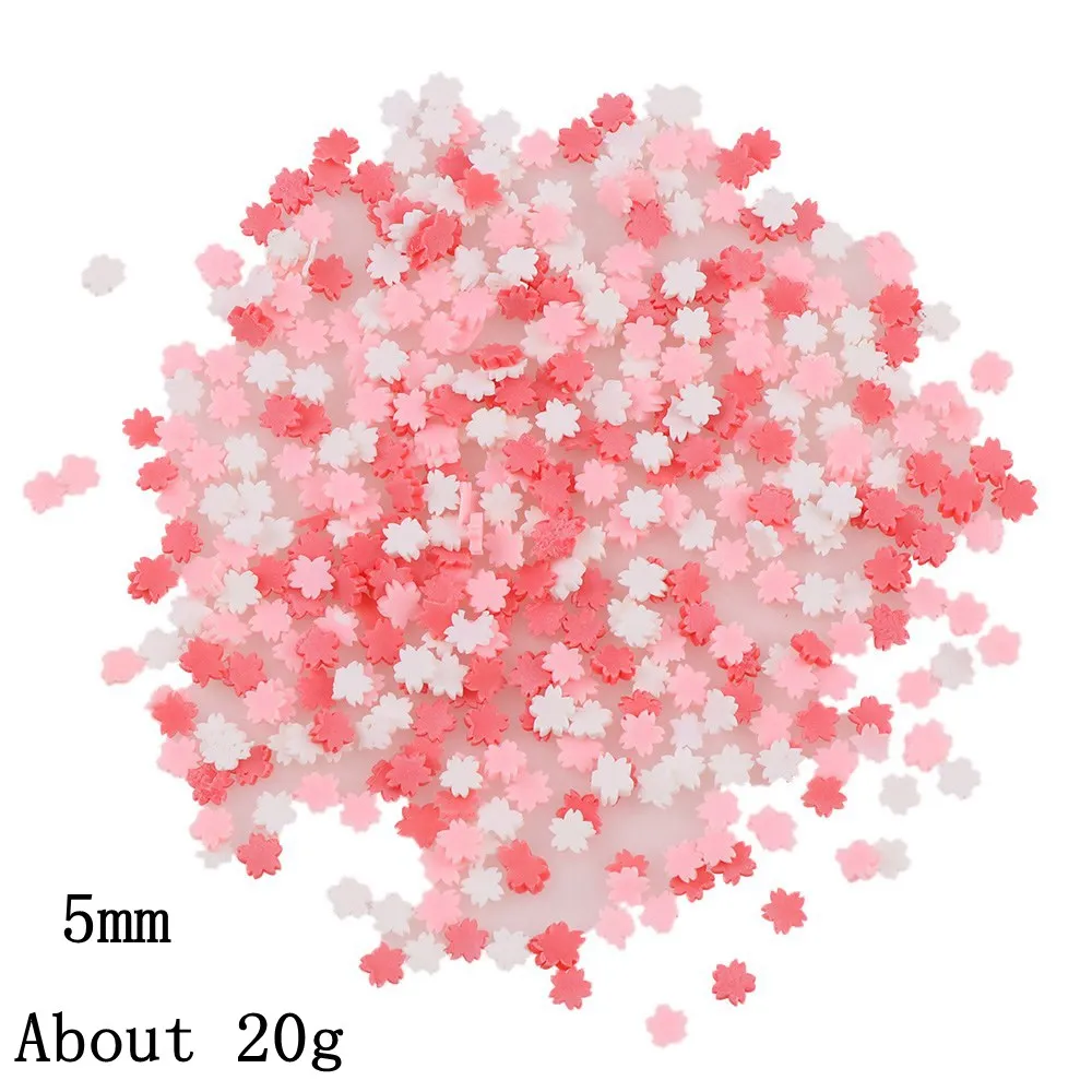 Около 20 г Микс карамельных цветов 3D круглое Сердце Звезда цветущая вишня Снежинка мягкая глина для ногтей художественные украшения сделай сам инструменты ломтики - Цвет: 4 Cherry Blossoms