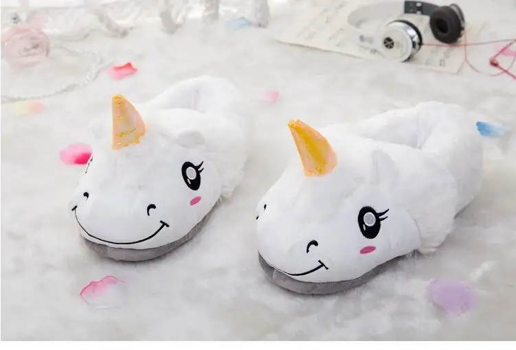 Костюм единорога для взрослых домашние тапочки женские Unicornio Pantufa Милая обувь унисекс с мультяшным мехом для дома Chausson Licorne Chinelo Размер 36-4