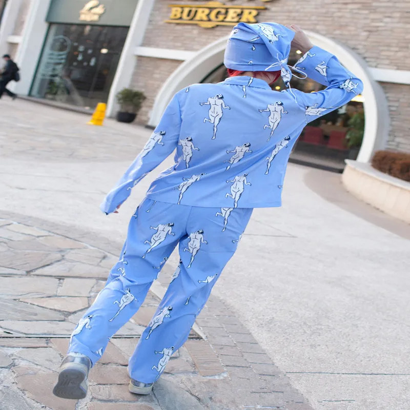 Стиль японского аниме атака на Титанов Косплей пижамы унисекс Onesie Зима синий длинный рукав пижамы XH049