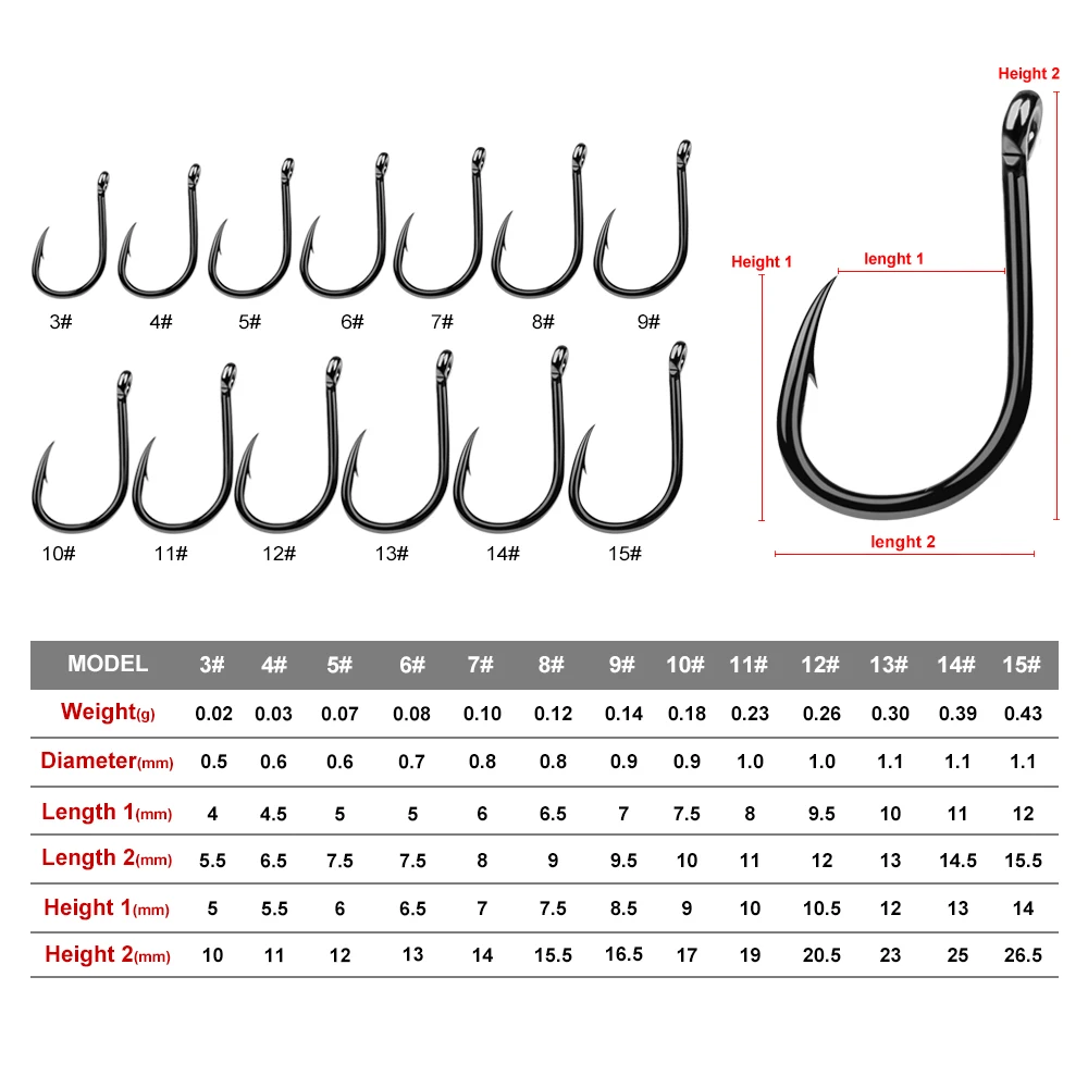 200 шт./лот рыболовный крючок 3#-15# одиночный крючок высокого качества рыболовные снасти черного цвета джиг Большой Крючок тройные Крючки