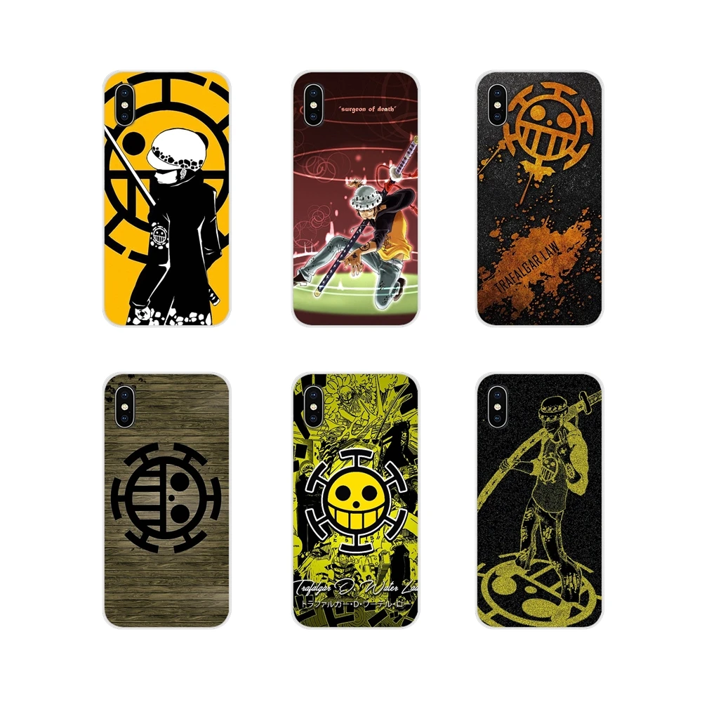 

For Samsung A10 A30 A40 A50 A60 A70 Galaxy S2 Note 2 3 Grand Core Prime Transparent TPU Cases One Piece trafalgar law skull flag