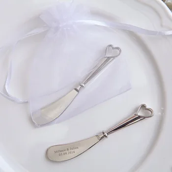 

100Pcs Personalized Spreader Butter Knife Wedding Favor For Guests Customized Engagement Party Gifts With Organza Bag+Logo