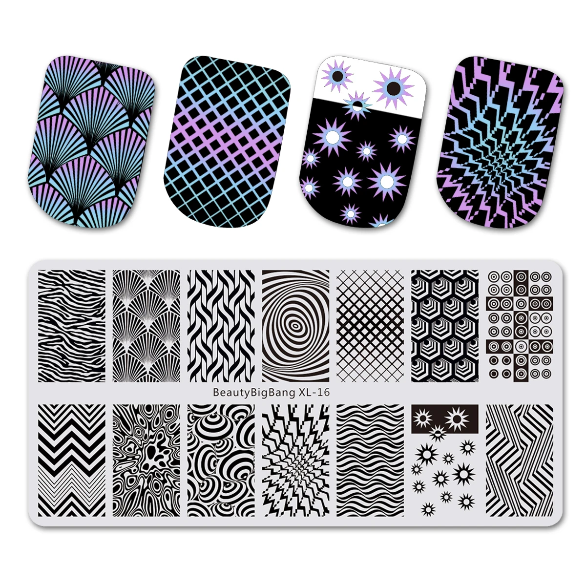 

BeautyBigBang Stamping Plates Template Nail Art Stamping Plate Geometry Striped Wave Circle Image Template Stencil