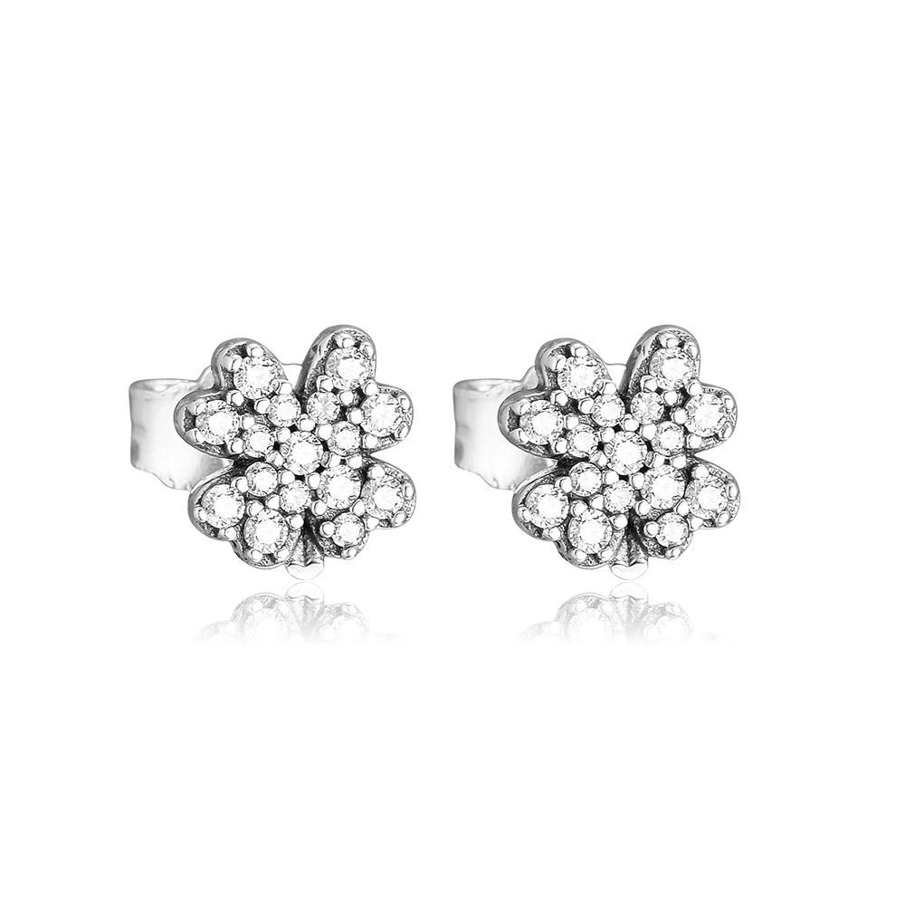 

CKK Earrings for women Lucky Four-Leaf Clover Stud Earring BrincoS 925 Sterling Silver Jewelry Pendientes Earings Orecchini