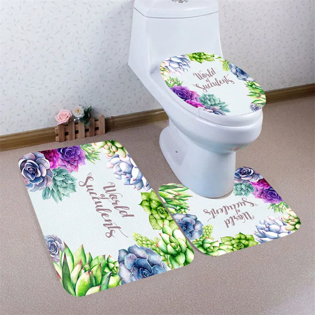 

3pcs Colorful Pattern Non-Slip Bath Mat Bathroom Kitchen Carpet Doormats Decor Carpet Doormats Non-Slip Suction Grip Bath Mat