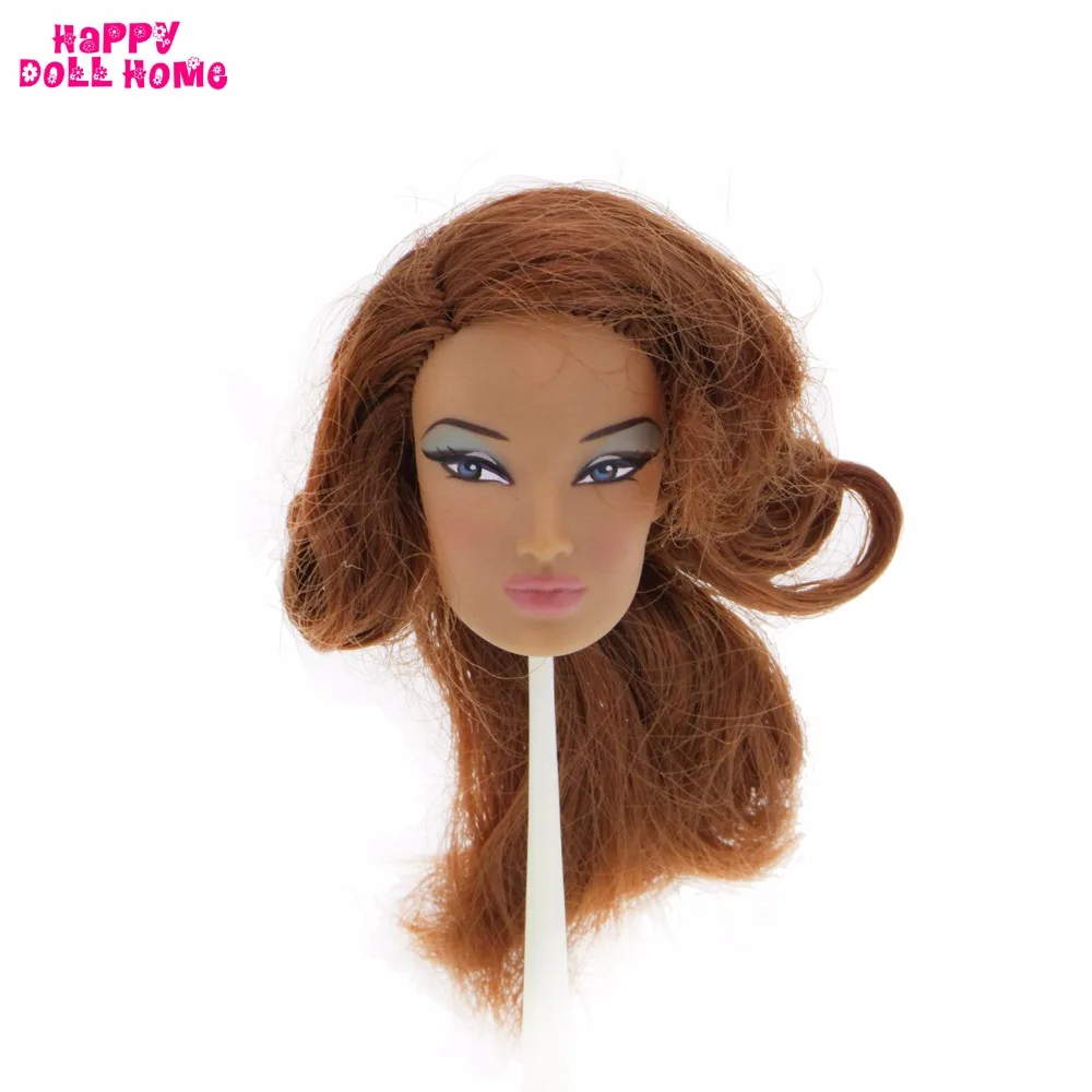 Limited Edition Collection Doll Head Brown Golden Curly Hair Moveable Joints DIY Accessories For