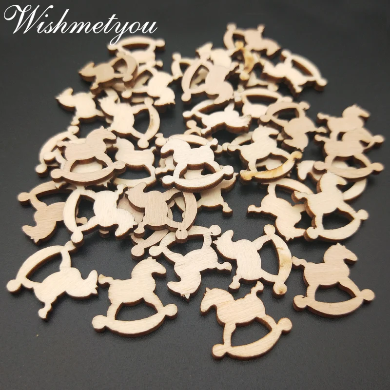 

WISHMETYOU 50pcs Blank Wooden Horse Slices For Decor Home Photo Ornament Embellishment Art Handmade Scrapbooking Craft Supplies