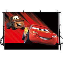 Фон для фотосъемки красные персонажи мультфильмов автомобили Мальчики с днем рождения фоны для фотостудии 7x5FT винил