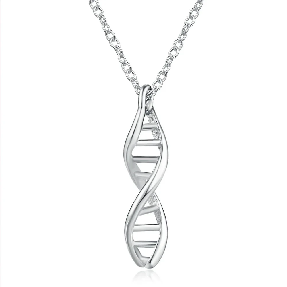 

925 Sterling Silver DNA Double Helix Pendant Necklace Science Students Necklace Girlfriend Gift