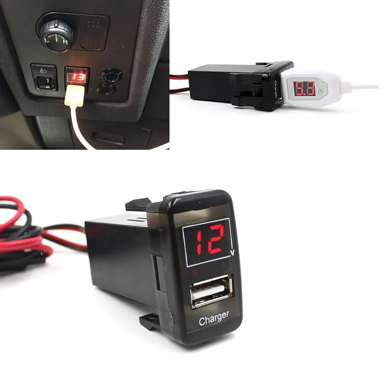 

Car-styling AUTO Car 5V 2.1A USB Port Dashboard Voltmeter Phone Charger For TOYOTA for VIGO Aux Auto car-styling
