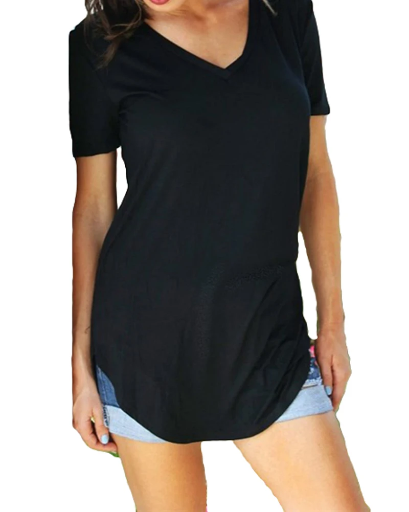 BTS-2018-Summer-T-Shirt-Large-Sizes-Women-T-shirt-Solid-V-Neck-Short-Sleeve-Rounded (1)