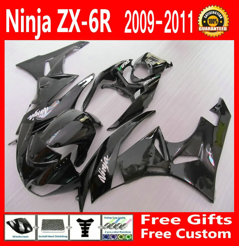 Black Fairings ZX 6R 2009 2011 2010 Fairing kit For Kawasaki ninja ZX6R