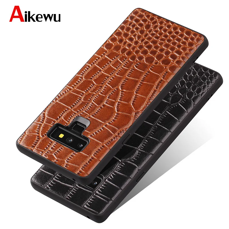 

AiKewu Case for Samsung Galaxy Note 9 case cover Note9 Crocodile Grain Genuine Leather fabric Soft TPU Cover for Samsung Note 9