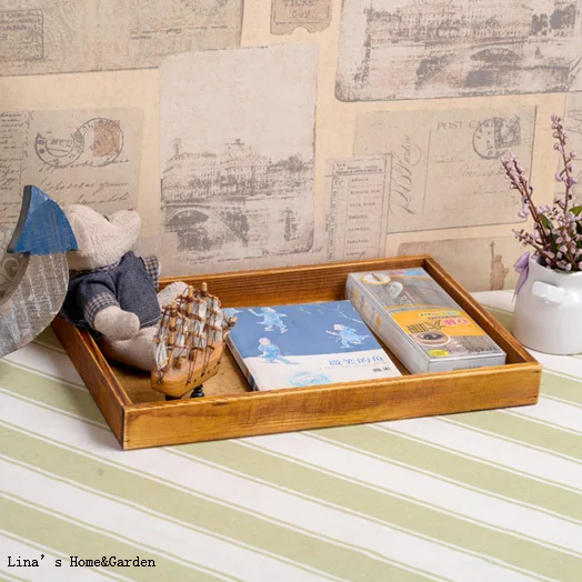 simple design vintage style rectangle wooden serving tray (3)