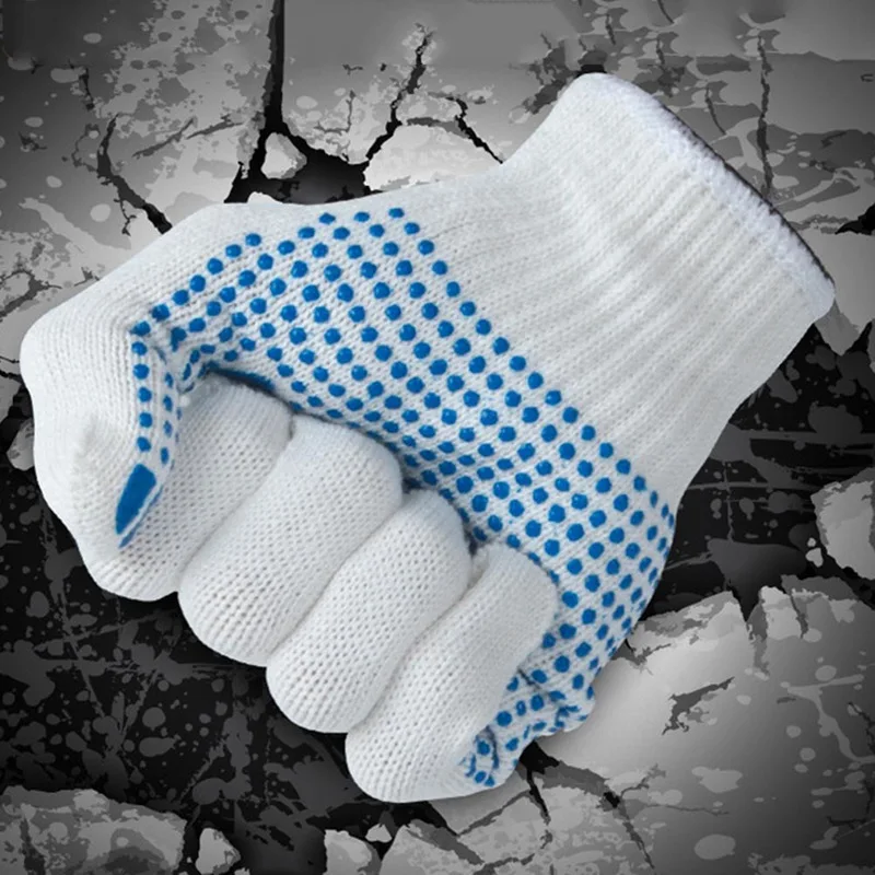 12 пар или 1 пара хлопчатобумажных перчаток рабочие перчатки страховые Нескользящие латексные перчатки износостойкие нити печать сайт перчатки