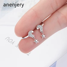 Anenjery, серьги с холодным ветром, 925 пробы, серебряные, звезда, луна, серьги, для женщин, девушек, подарок, oorbellen, S-E798