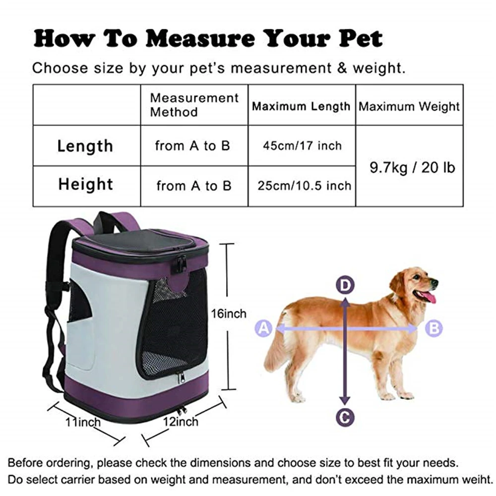 Рюкзак для переноски кошек, дышащий рюкзак для переноски домашних животных, одобренный авиакомпанией, для маленьких, средних и больших собак, дорожные сумки