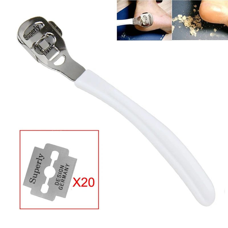 New Callus Corn Hard Skin Remover Foot Pedicure Kit With 20 Blades H7JP