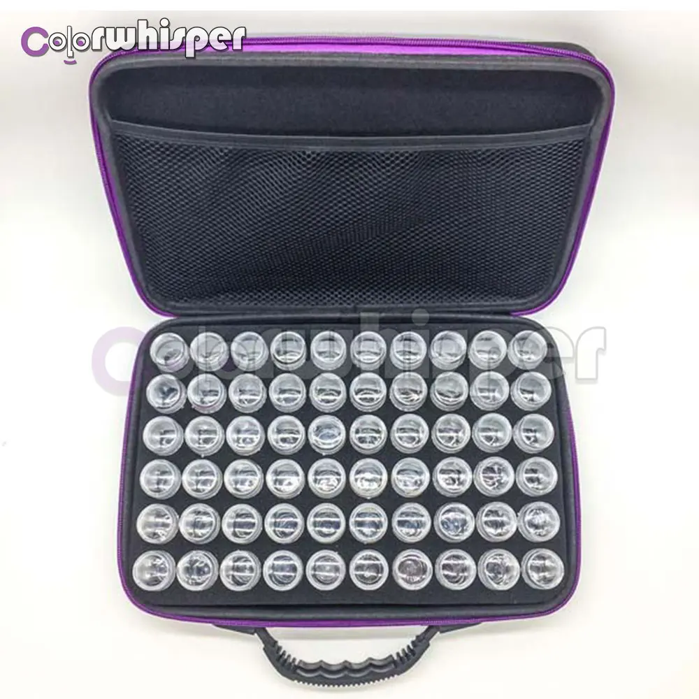 Tanie 60 butelek diament malarstwo Box pojemnik do przechowywania w pełnym Square Carry uchwyt do przechowywania torba na zamek błyskawiczny projekt odporny na wstrząsy wytrzymała