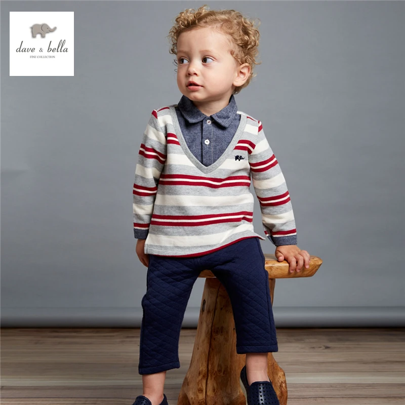 DB4071 dave bella autumn baby boys red striped clothing set boys